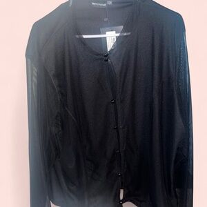 PrettyLittleThing Black Sheer Blouse